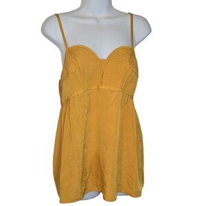 Exhilaration Size XL Spaghetti Strap Elastic Top Gold Blouse Top Shirt
